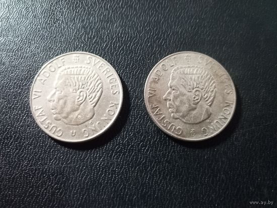 1 крона Швеция ( серебро) 1956 и 1965