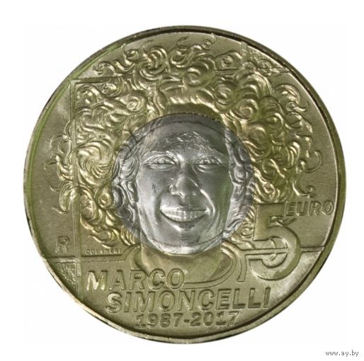 Монета номиналом 5 евро, Сан-Марино, 2017, "30 лет со дня рождения Марко Симончелли