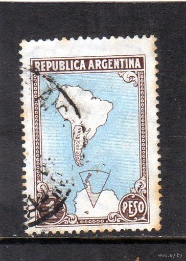 Аргентина. Ми-583.Карта Аргентины и аргентинской части Антарктиды.1951.
