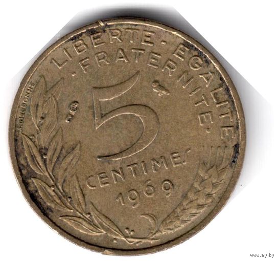 Франция. 5 сантимов. 1969 г.