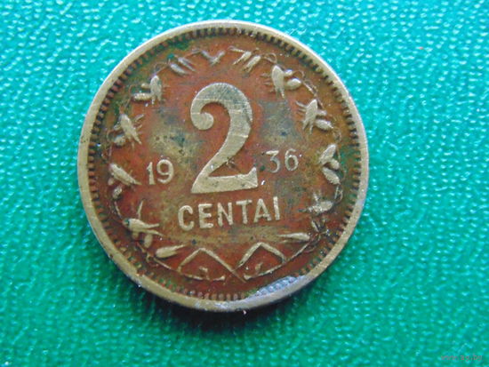 Литва  2 цента 1936 год.