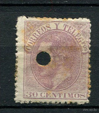 Испания (Королевство) - 1882 - Король Альфонсо XII - 30c - [Mi.187] - 1 марка. Гашеная пробоем.  (Лот 112P)