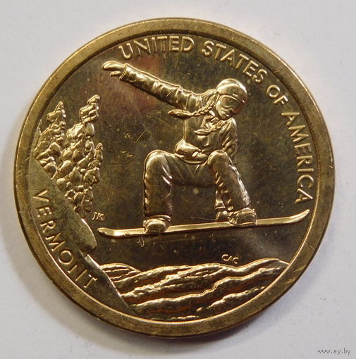 США 1 доллар 2022 Американские инновации Сноуборд Вермонт Двор D и Р 15-я монета в серии.