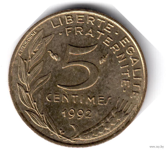 Франция. 5 сантимов. 1992 г. (соотношение сторон 180)