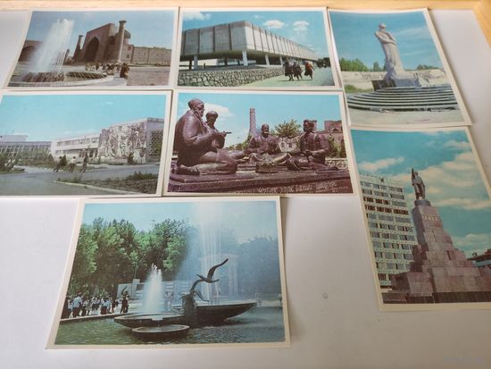 7  чистых открыток с видами Самарканда 1982г.