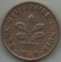 10 пфеннигов 1949 J Банк Немецких Земель