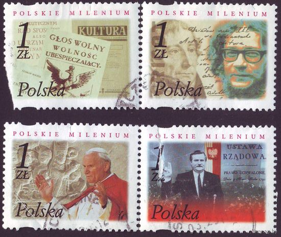 Польское тысячелетие Польша 2001 год 2 сцепки по 2 марки