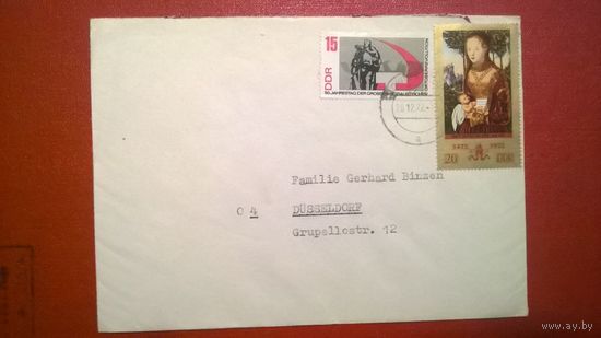 Марки на конверте 1972 и 1967 год ГДР