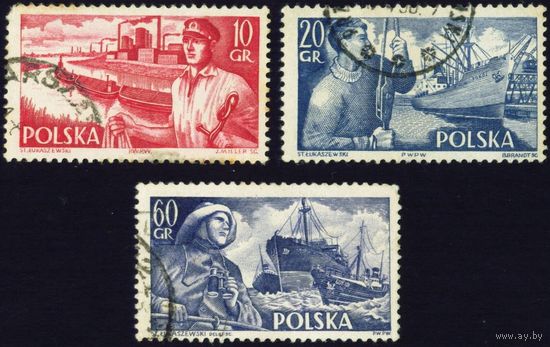 Торговые корабли Польша 1956 год 3 марки