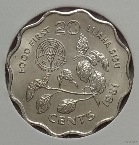Свазиленд 20 центов 1981 г. ФАО. В холдере