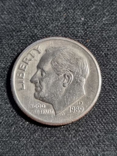CША 10 центов 1989  D