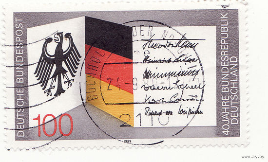 40 лет ФРГ, флаг, герб 1989 год