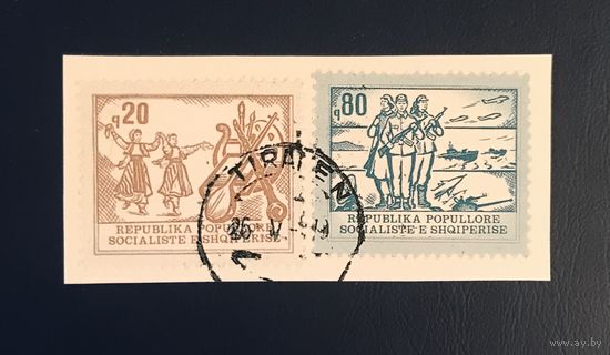 Албания 1978 год Стандарт Социалистические Виды Деятельности Вырезка из открытки Серия 2 марки Mi:D1942,G1942 Гашеные