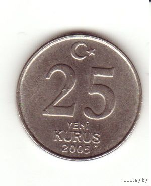 Турция 25 куруш 2005 г. Смещение аверса и реверса.