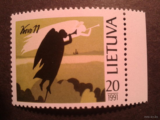 Литва 1991 ангел, первая годовщина независимости**