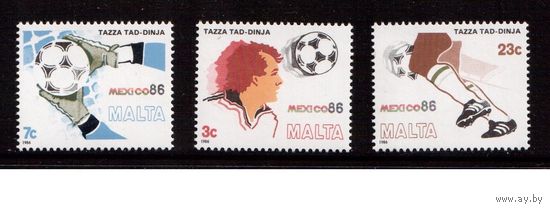 Мальта-1986, (Мих.748-750)  **  , Спорт,  ЧМ по футболу
