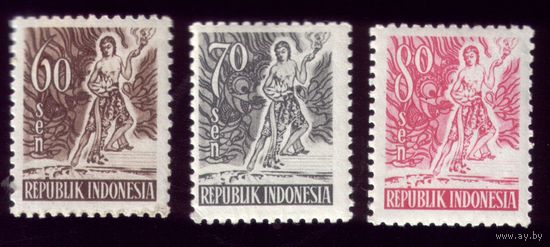 3 марки 1953 год Индонезия 105-106,108