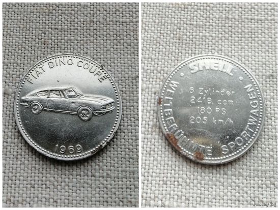 Жетон SHELL История автомобилестроения  FIAT DINO COUPE  1969