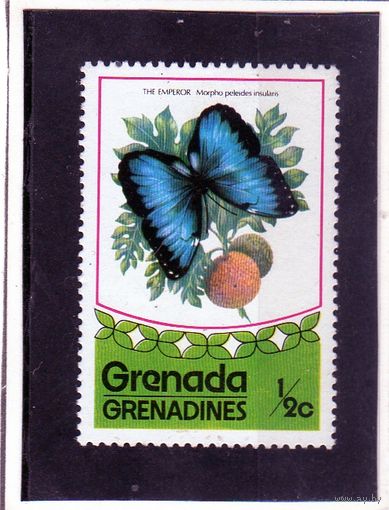 Гренада и гренадины. Ми-79.Бабочки. Обыкновенный Морфо (Morpho peleides).1975.