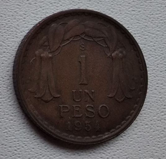 Чили 1 песо, 1954 Медь 6-1-20