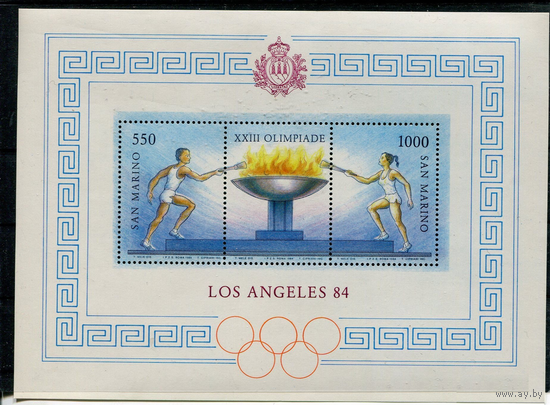 Сан-Марино 1984 г., Mi бл.9** - Спорт - Олимпиада в Лос-Анджелесе (Р18
