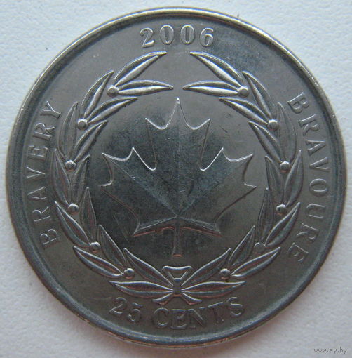 Канада 25 центов 2006 г. Медаль за храбрость