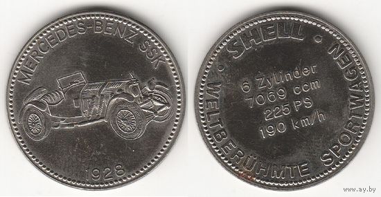 Жетон SHELL История автомобилестроения " Mercedes-Benz SSK 1928 "