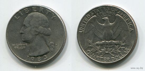 США. 25 центов (1983, буква D)