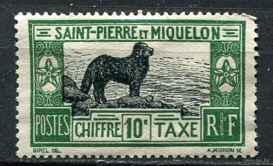 Французские колонии - Сен-Пьер и Микелон - 1932 - Ньюфаундленд 10С. Portomarken - [Mi.22p] - 1 марка. MH.  (Лот 65Eu)-T5P6