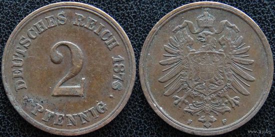 YS: Германия, Рейх, 2 пфеннига 1876F, KM# 2
