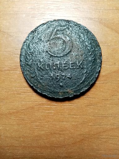 Монета 5 копеек 1924 года