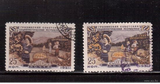 СССР-1951, (Заг.1514)   гаш. , 2 типа(с фоном и без), Грузия