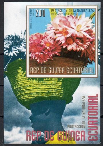 Флора Цветы Африки Экваториальная Гвинея  1976 год 1 блок (М)