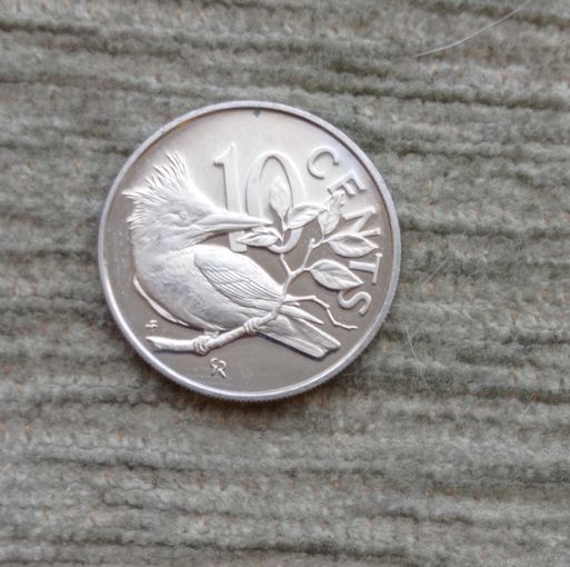 Werty71 Британские Виргинские острова 10 центов 1973 Красногрудый пегий зимородок