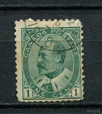 Канада - 1903/1912 - Король Эдуард VII 1С - [Mi.77A] - 1 марка. Гашеная.  (Лот 35EC)-T5P3