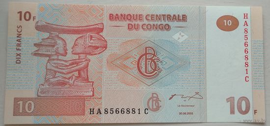 10 франков 2003 Конго. Возможен обмен