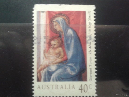 Австралия 1994 Рождество, марка из буклета с обрезом