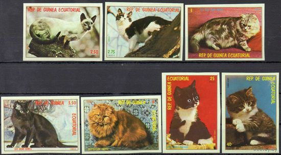 Кошки Экваториальная Гвинея 1978 год серия из 7 б/з марок (М)