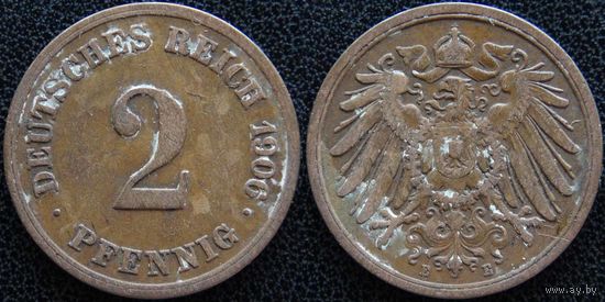 YS: Германия, Рейх, 2 пфеннига 1906E, KM# 16