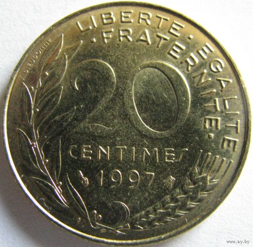1k Франция 20 сантимов 1997 В ХОЛДЕРЕ распродажа коллекции