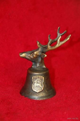 Колокольчик с гербами Гродно и головой оленя, латунь