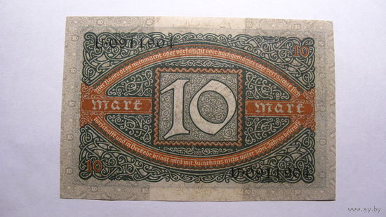 Германия Ro63а. 10 марок  1920 г. ( 7 цифр в номере )