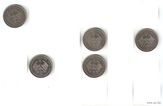 2 марки. 1983 J, F, 1987 F, 1990 F, 1992 F