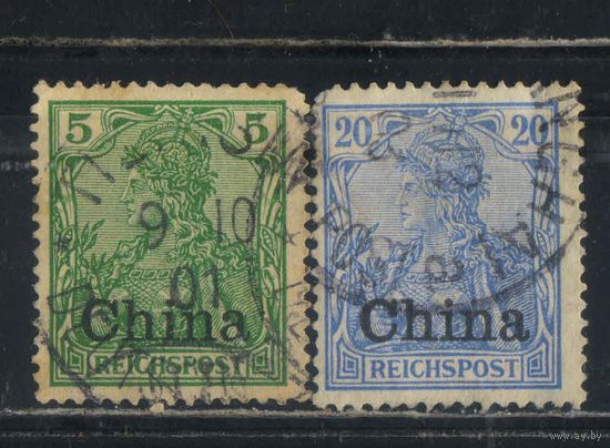 Германия Почта за рубежом Китайская Имп 1901 Германия в короне Надп Стандарт #16,18