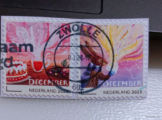 Нидерланды 2023. Декабрьские марки. Новый год. Рождество (2 марки из серии)