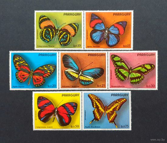 Бабочки южной америки насекомые Фауна ** Парагвай 1973 Mi 2409-2415