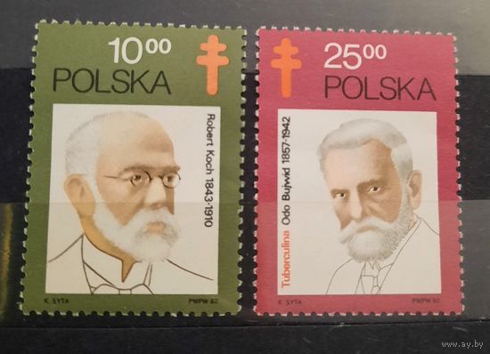 Польша 1982 г. 100 лет со дня открытия туберкулеза Робертом Кохом.