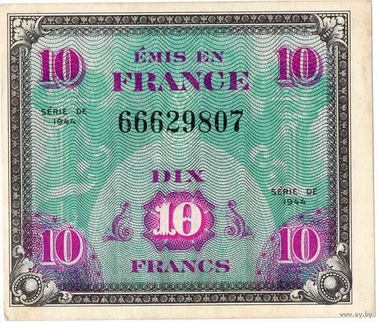 Франция (оккуп. зона), 10 франков, 1944 г. aUNC