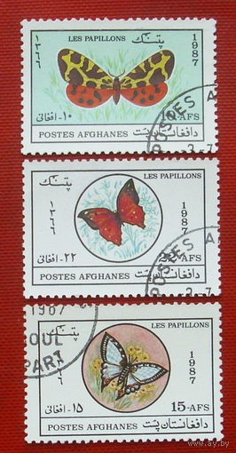 Афганистан. Бабочки. ( 3 марки ) 1987 года. 3-12.