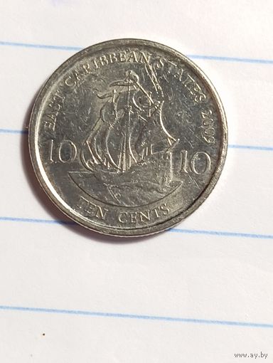 Карибские острова 10 центов 2009 года .